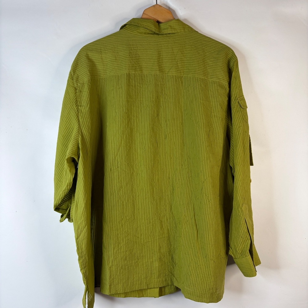 White Stag Button Down Shirt Womens 22W/24W Mossy Green Roll Tab Utility Safari - Picture 5 of 7